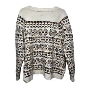 Lands End Nordic Fair Isle Knit Sweater XL Cozy Pullover Warm Rainbow LGBTQ